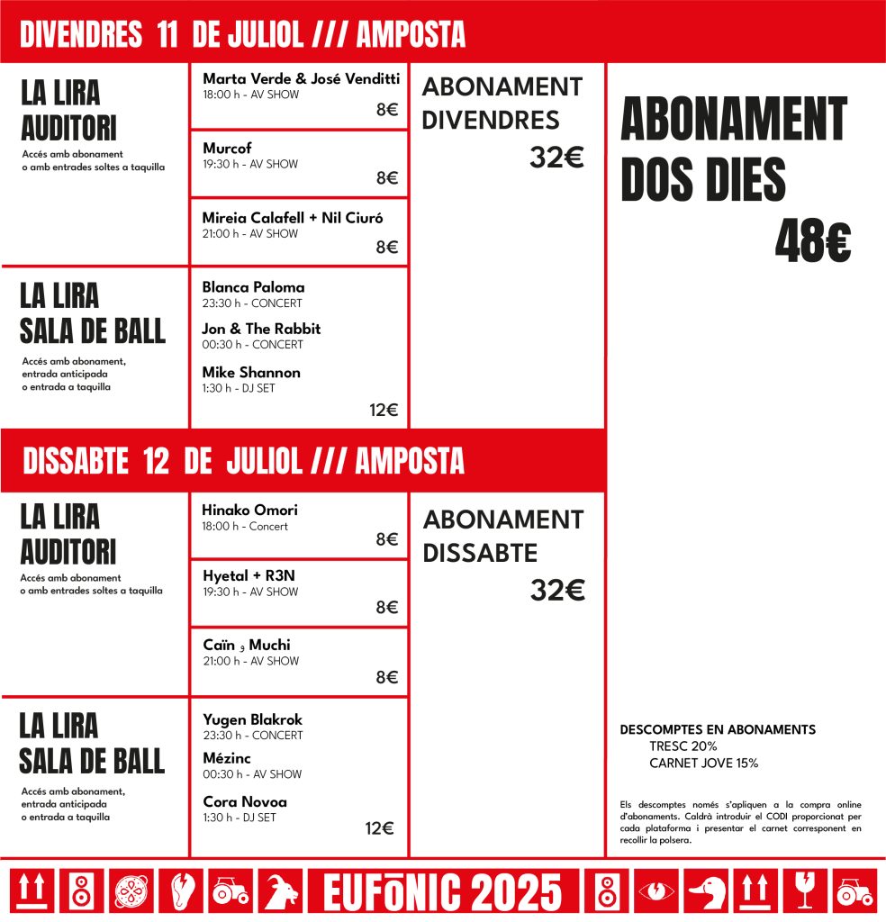 Abonaments i entrades Eufònic 2025